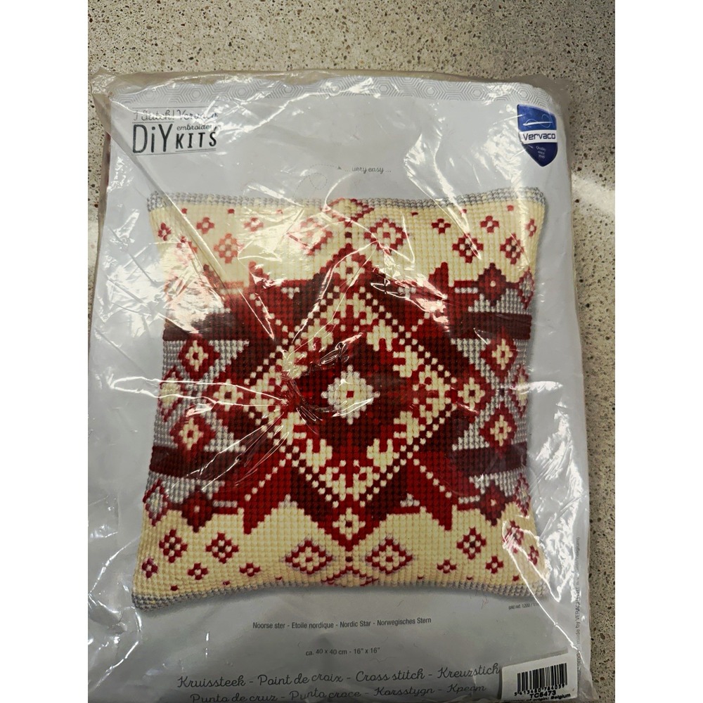 Vervaco Nordic Star Cross Stitch Pillow Cover Kit PN-0146120 Canvas